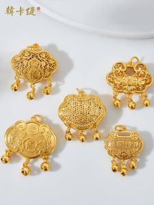 ลูกปัดจี้คอรูปล็อคทองสีสันสดใสแบบโบราณสำหรับเด็ก จี้คอรูปลูกปัด DIY พร้อมเครื่องดนตรี เครื่องประดับแฟชั่นสำหรับเด็ก