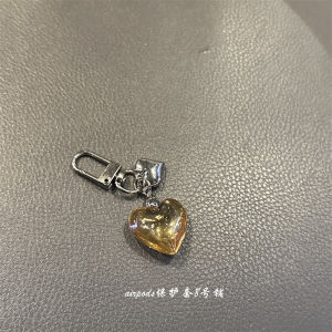 Korean Style Semi-Transparent Colorful Heart Mobile Phone Car Keychains Airpods Earphone Case Hanging Decorations Crystal Accessories