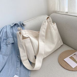 Simple Canvas Crossbody Bag Womens Single Shoulder Satchel Popular Internet Red Large Capacity Trendy Diagonal Bag Casual