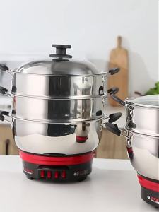 Yangzi   Electric Frying Pan Electric Pot Multi-Functional Cooker Electric Hot Pot Electric Cooking Pot Non-Stick Pan Integrated Plug-in Multi-Functional Iron Pan 3--4 Personal and Home Use Electric Steamer Commercial Large Capacity  34cm D