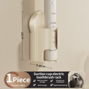 Washroom Wall Suction Cup Toothbrush Holder No Drill Removable Design Fit Most Electric Toothbrush Toothpaste