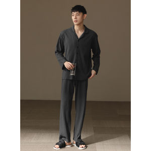 New 2025 Mens Pure Cotton Long Sleeve Sleepwear Casual Loose Large Size Set Teenager Home Clothes Comfortable Breathable