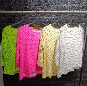 Kaos Wanita Lengan Panjang | Merk SPOON | Motif - Polkadot