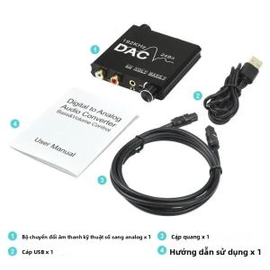 Bộ Chuyển Đổi Âm Thanh Kỹ Thuật Số Sang Analog 192KHz 24Bit Với Đầu Vào Quang Học Toslink Đồng Trục SPDIF Đầu Ra Âm Thanh Nổi RCA Và Giắc Cắm 35mm