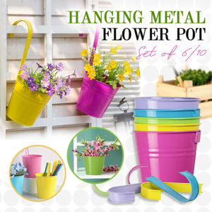 【Set of 6/10】Hanging Metal Plant Flower Pot / Balcony Garden Hanging Planter Pots / Home Decor / Breathable Plant Pots / Gardening Plants
