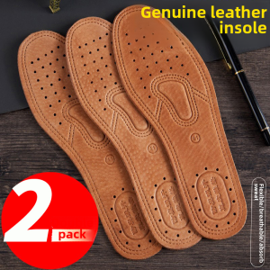 Fenlair Genuine Leather Shoe Insole for Men Women Breathable Anti-Odor Thick Ultra-Soft Cowhide Special Soft Bottom Comfortable Summer Shoe Accessory