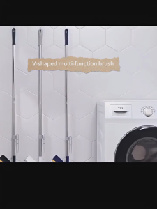 4in1 Floor Cleaning Brush Long Handle with Scrub V-shaped Adjustable Washing Windows Crevice Floor Scrub Brush for Bathroom Kitchen