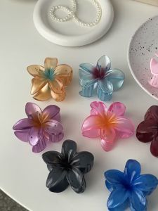 3Pcs/Set Gradient Hawaiian Plumeria Flower Hair Clip for Women Beach Vacation Hair Clamp Accessories
