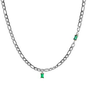 Green Emerald Lockbone Chain Necklace Titanium Steel Hip Hop Style for Men And Women Fresh out Original Design Zircon Pendant