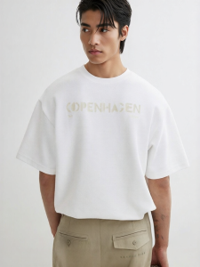 Jack Jones | Letter Print & Embroidered Stylish Loose Fit Ribbed Crewneck Shirt