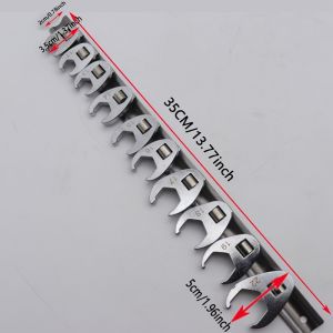 Heavy-Duty 10Pcs 3/8Inch Drive Crowfoot Wrench - 10-22mm Open End Foot Spanner Torque Wrench Keys Kit