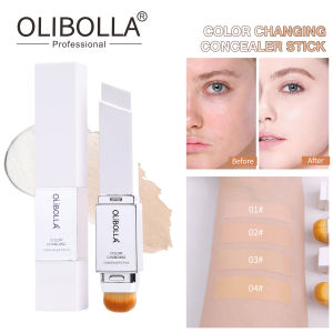 Thermal Color Changing Foundation Stick 2-in-1 Dual Head Brightening Makeup Concealer Cream Oil Control Non-Greasy Hydrating Full Coverage Foundation for Face