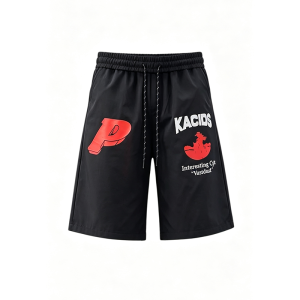 OUMULONG | Quick-Dry Letter Print Ice Silk Mens Shorts