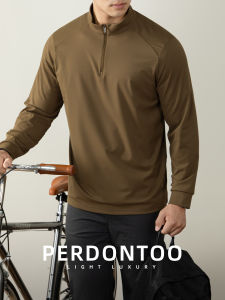 PERDONTOO | Mens Long Sleeve Polo Shirt with Zipper Collar Wrinkle-Resistant Business Casual