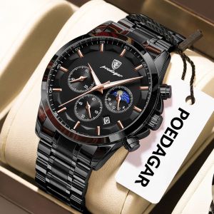 Đồng Hồ Thạch Anh Thời Trang Nam POEDAGAR Chống Nước Dạ Quang Bằng Thép Không Gỉ Chronograph Date Đồng Hồ Đeo Tay Dành Cho Doanh Nhân Đồng Hồ Đeo Tay Thông Thường