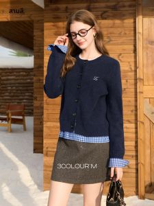 3COLOUR·S | Slim Fitted Check Pattern Cardigan
