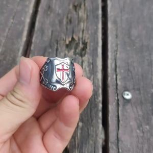 Nam 316L Thép Không Gỉ Hiệp Sĩ Đền Thờ Chữ Thập Đỏ Nhẫn Thời Trang Biker Đảng Món Quà Trang Sức - Miễn Phí Vận Chuyển