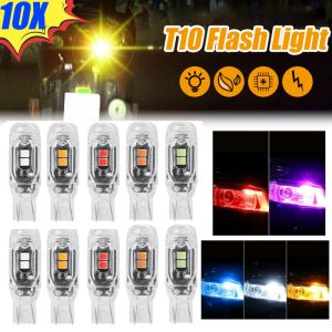 10PCS T10 LED Flash Lamp 5SMD W5W 6000K Car Motorcycle Turn Signal Light 12-24V Width Indicator Light Multi-Purpose Reading Signal Light