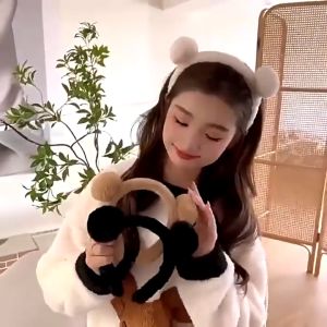 Tooyoo Cute Plush Bear Ear Headband Female Cartoon Broken Hair Wash Face Hairband