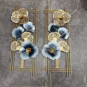 Nordic Wrought Iron Plants Flowers Wall Sticker Decoration Home Room TV Background Accessories Office Hotel Wall Murals Items