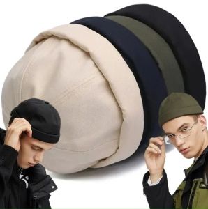 Fashion Hip Hop Hats Brimless Skullies Caps Vintage Skullcaps Cotton Solid Color Beanie Hats Portable Docker Hats Multipurpose Beanie Hat For Men Women