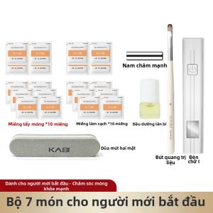 Kasi | Gel Móng 5-trong-1 Màu Sáng Mắt Mèo với Hạt Kính Lấp Lánh