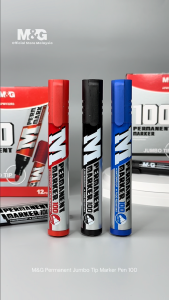 M&G Permanent Jumbo Chisel Tip Marker Pen 100 APMY22R3 - Waterproof Fade-Resistant Ink for Long-Lasting Marking on Plastic Metal Glass & More (Available in Black Blue & Red)