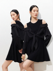 Vero Moda | New Summer Rayon Wool Blend Off-shoulder Knot Detail Dress