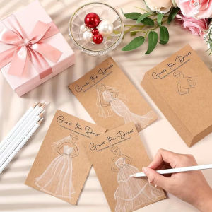 Guess The Dress Bridal Shower Games for Guests Include Cards and Pencils Fun Wedding Decorations Party Ideas Supplies