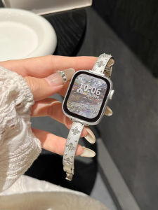 Uhada Luxury Metal Feel Watch Band for Apple Watch iWatch Fashion Womens Style Small Fragrance Style Elegant iWatch8/7/6 Band