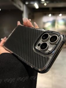 Double-Color Carbon Fiber Pattern for Apple 15promax Phone Case Iphone14/16pro Ultra-Thin Bare Metal Protective Case 13 Non Slip 12 Metal Frame plus Minimalist Men and Women 11 Drop-Resistant Case