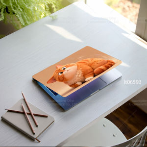 2PCS Cute Orange Fat Cat Laptop Skin Sticker DIY Cuttable Protective Decal Cover for Macbook HP Dell Lenovo 11-17 inch