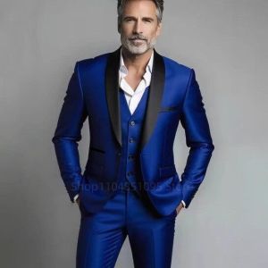 Bộ Vest Nam 3 Mảnh Kiểu Dáng Ôm Body Chất Liệu Cotton Polyester Pha Len Cao Cấp Thích Hợp Cho Đám Cưới Chú Rể Lễ Tốt Nghiệp Phù Rể.