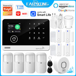 WiFi GSM Home Security Alarm System Work With Tuya Smart Life APP Touch Keyboard RFID Wireless Door Motion Water Sensor Alarm