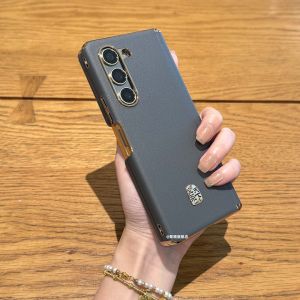 Ultra-Thin Full-Coverage Magnetic-Suction Phone Case for Samsung ZFold5 W24 Foldable Screen High-End Naked Leather W25 Rear Shell W26