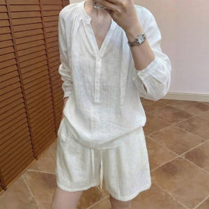YAYANGREN | Quần Short Vải Linen cho Phụ Nữ Bé Nhỏ Đai Dây Co Giãn Kiểu A-line Chân Rộng