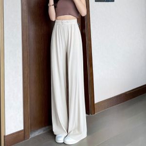 JIANGLU | Quần ống rộng bằng lụa băng cỡ lớn cho nữ quần dài ống đứng mỏng dáng rộng thoải mái mùa hè 2023 thương hiệu Jiang Lu