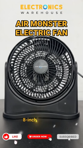 Air Monster 15655 8 inch (20cm) Portable Floor and Wall Mount Fan Power Air Circulator (Black)