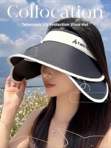 Adjustable Brim Empty Top Hat Womens Summer Outdoor Sunshade UV Protection Hat Large Brim Sun Hat Casual Style Polyester Fiber