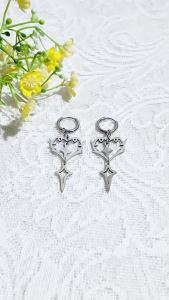 Bandai | Dark Gothic Thorn Heart Star Dangle Hoop Earrings Stainless Steel Punk Y2K Aesthetic Jewelry