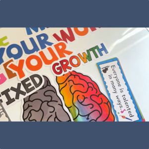 22PCS Growth Mindset Educational Poster with 50PCS Glue Points Inspire Motivate Positive Sayings Chart Classroom Bulletin Board Wall Decor Teaching Materials for Elementary and Middle School Nursery เสริมพัฒนาการเด็ก แฟลชการ์ดคำศัพท สื่อการเรียนการสอน
