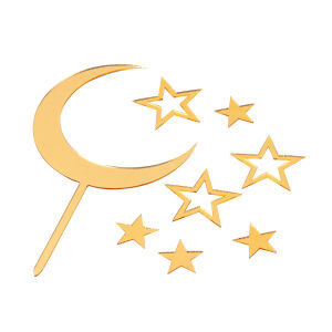 Moon Star Cake Toppers Gold Acrylic Wedding Birthday Party Cake Decorations For Ramadan Mubarak Kareem Muslim Baking Supplies