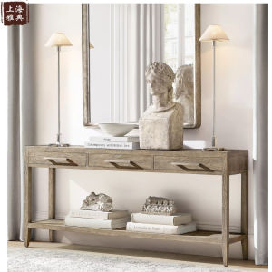 Retro American Oak Wooden Hall Table Modern Simple Living Room Corridor Table Nordic Wall Mounted Storage Table Customizable