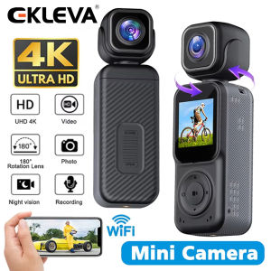 EKLEVA Q3 4K Portable Dual lens Pocket Camera WIFI Vlog Camera Outdoor DV 180° Rotatable Anti-shake Bodycam Sports Action Recorder