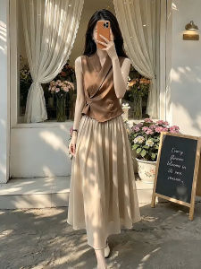 SENWA | French Retro Sleeveless Dress for Women