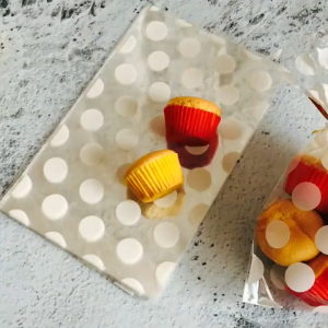 50PCS Christmas Transparent Plastic Lootbags with Wiring Tie Stripe Polka Dots Assorted Designs for Candy Cookies Biscuits Bread