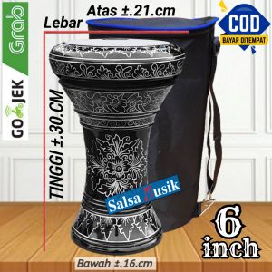 Darbuka Kayu Atau Dumbuk Mini 6 Inch Hitam Silver Power Beat