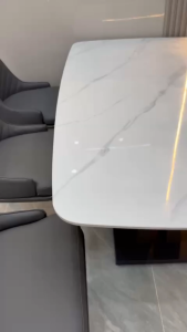 Bộ Bàn Ăn Mặt Đá Ceramic 6 Ghế – Xám Ghi Hiện Đại Bền Đẹp - bh 1 Năm