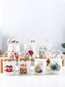 Creative Small Flower Basket Kitchen Fruit Knife Fork and Spoon Storage Ceramic Storage Basket Rack Tube Dining Table Tableware Cage Table Decoration