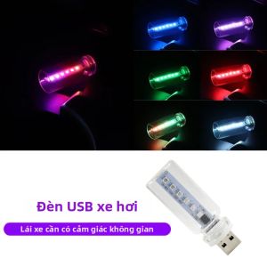 Đèn LED Trang Trí Nội Thất Ô Tô Mini USB Đèn Tạo Không Khí RGB Đa Màu Sắc Điều Khiển Cảm Ứng Cắm Là Chạy